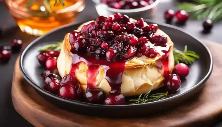 BAKED BRIE WITH CRANBERRY SAUCE